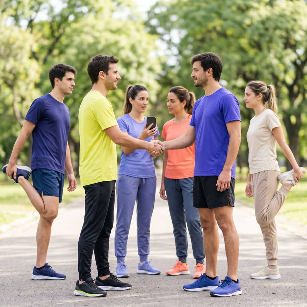 The group meeting at the starting point