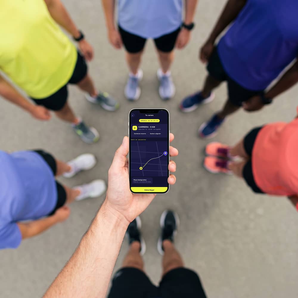The group jogging together through the city